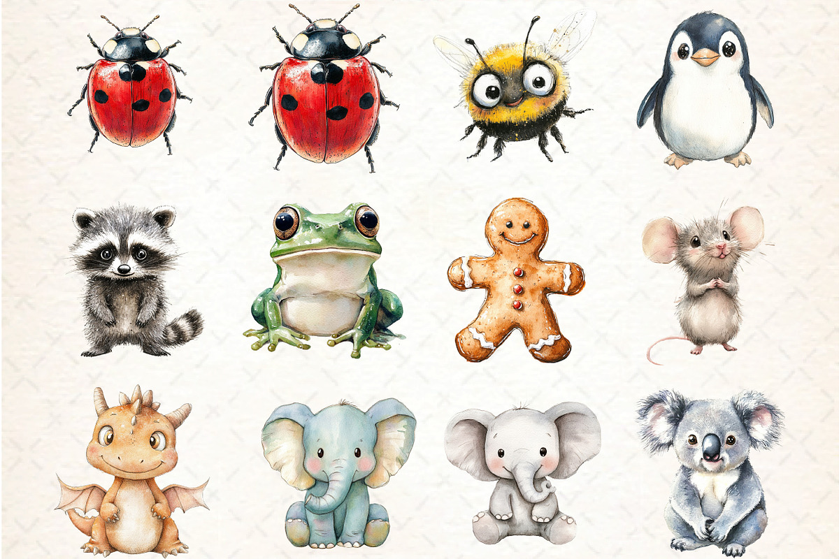 Funny Animal Clipart Bundle, an Illustration by DreamCafeArt (Photo 3 of 5)