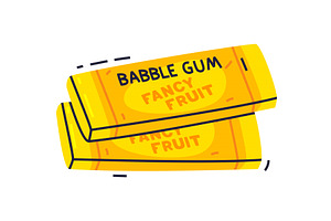 Fruit Yellow Bubble Gum as Sweet, a Food Illustration by TopVectors