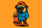 Skateboarder Pugs, an Animal Illustration by Deezguizer (Thumbnail 2 of 4)
