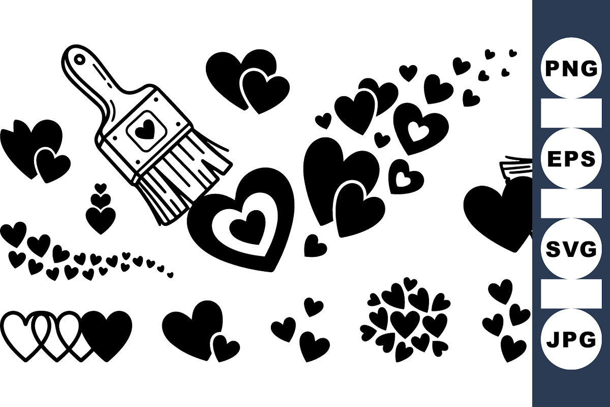 Heart Brush Stroke Clipart Set, an Illustration by designvectx (Photo 1 of 3)