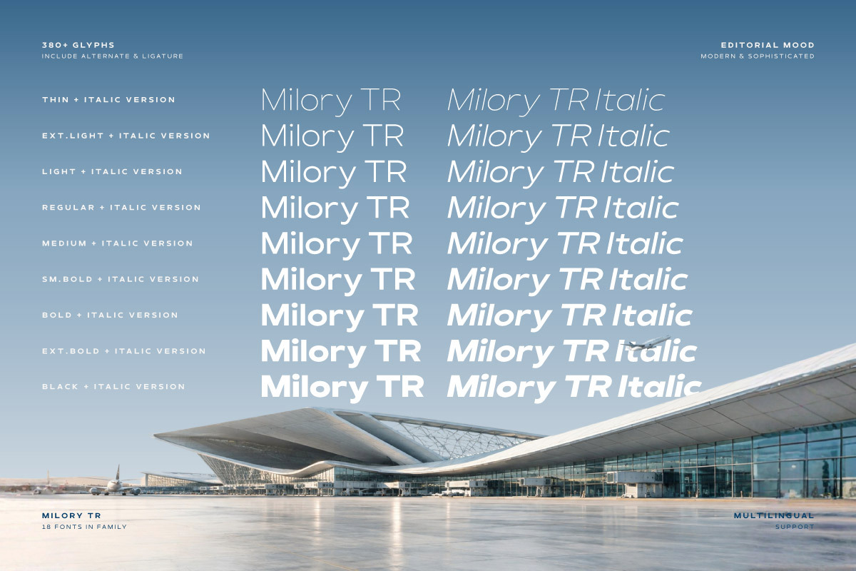 Milory TR - Wide Geometric Sans Font, a Sans Serif Font by productype1 (Photo 12 of 12)