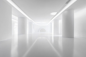Big white cyclorama in photostudio with artificial lights, a Background Photo by AlyaAnd