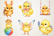 Whimsical Easter Chick Clipart Bundl, an Illustration by RobertsArt (Thumbnail 4 of 5)