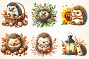 Autumn Cute Hedgehog Sublimation Cli, an Illustration by DreamCafeArt (Thumbnail 4 of 9)