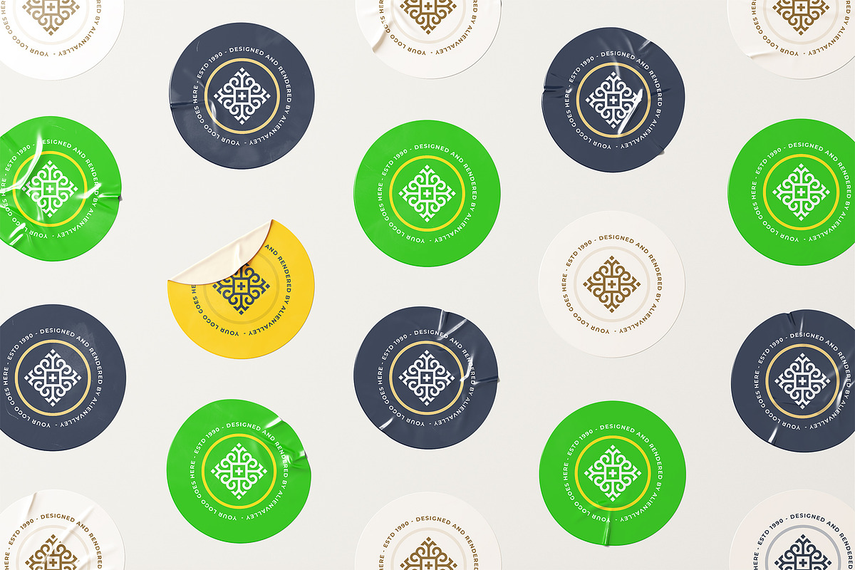 Round Sticker Mockup, an Advertising Mockup by AlienValley (Photo 4 of 5)