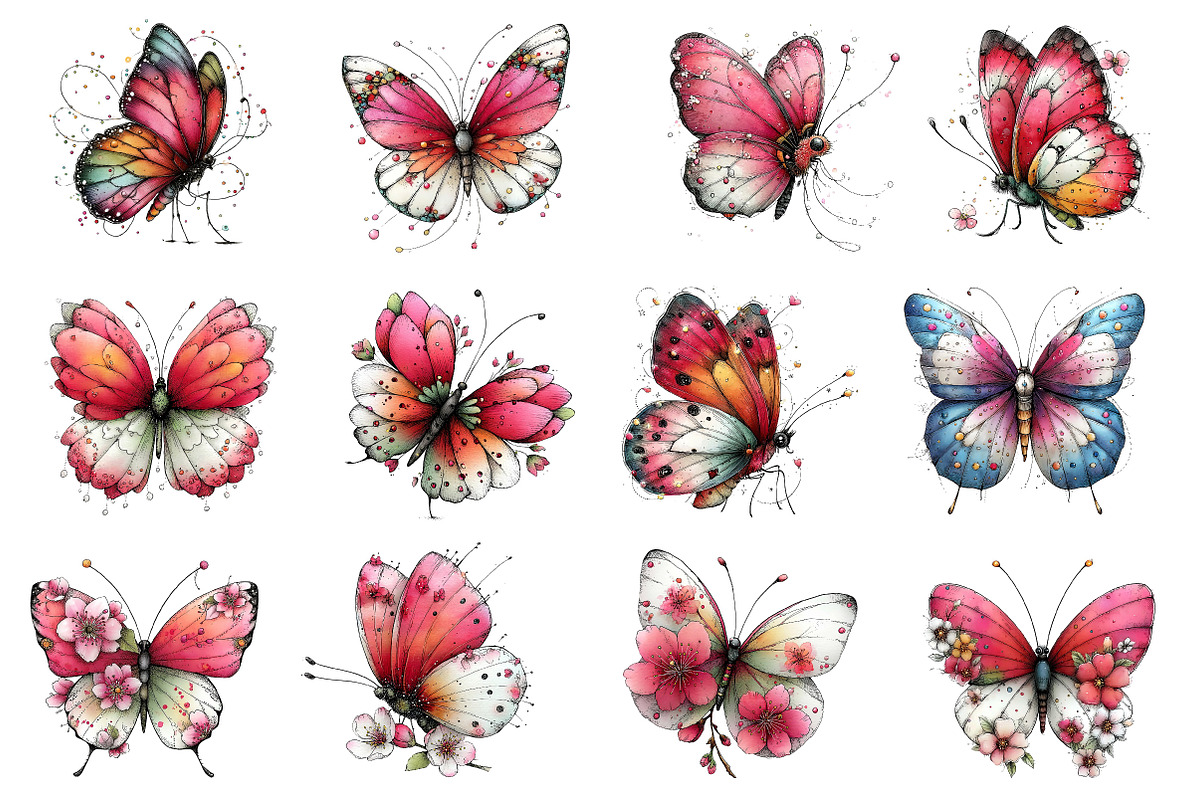 Whimsical Spring Butterfly Clipart, an Illustration by Dream Creation (Photo 2 of 4)