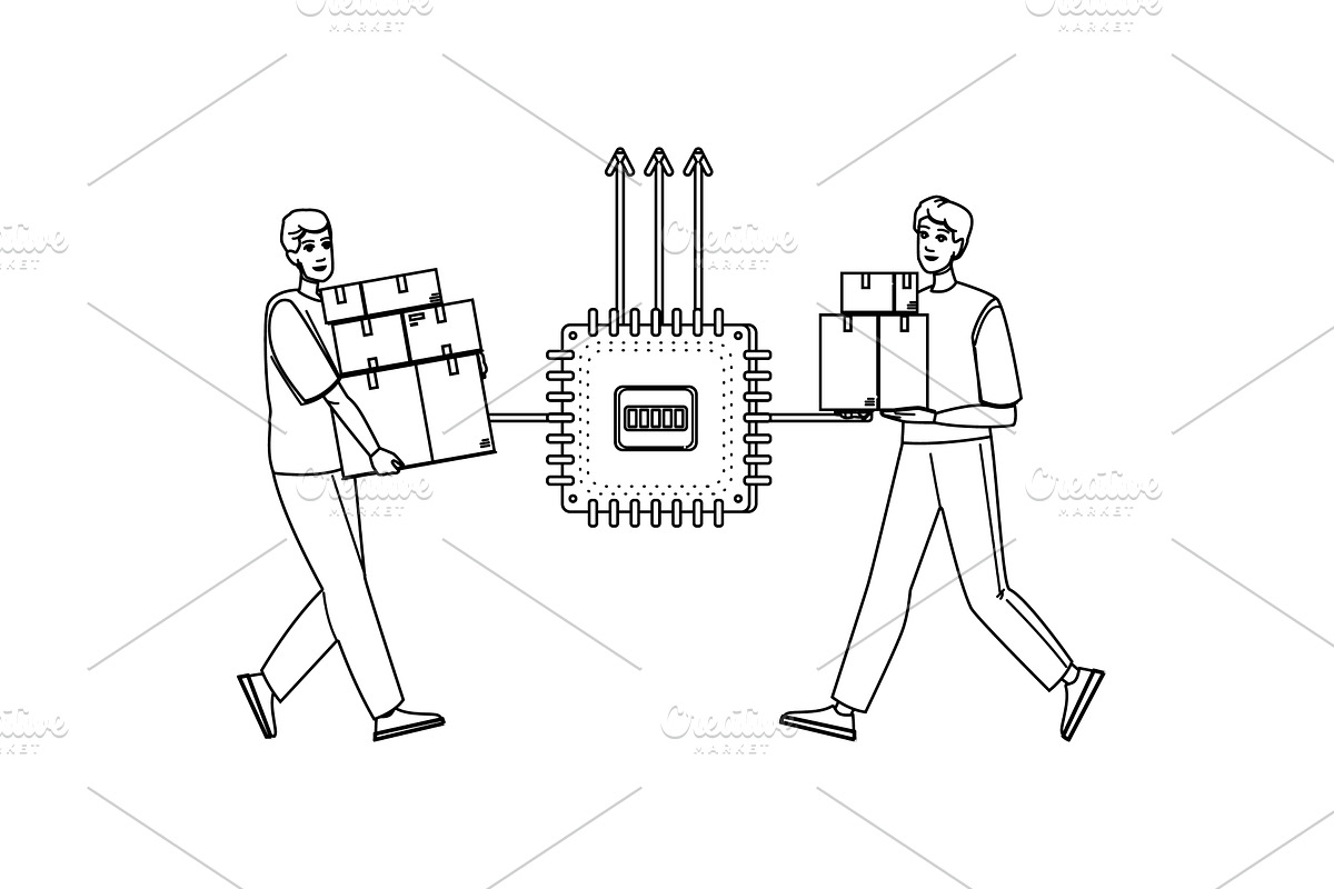 inventory vendor management vector, a Person Illustration by pikepicture