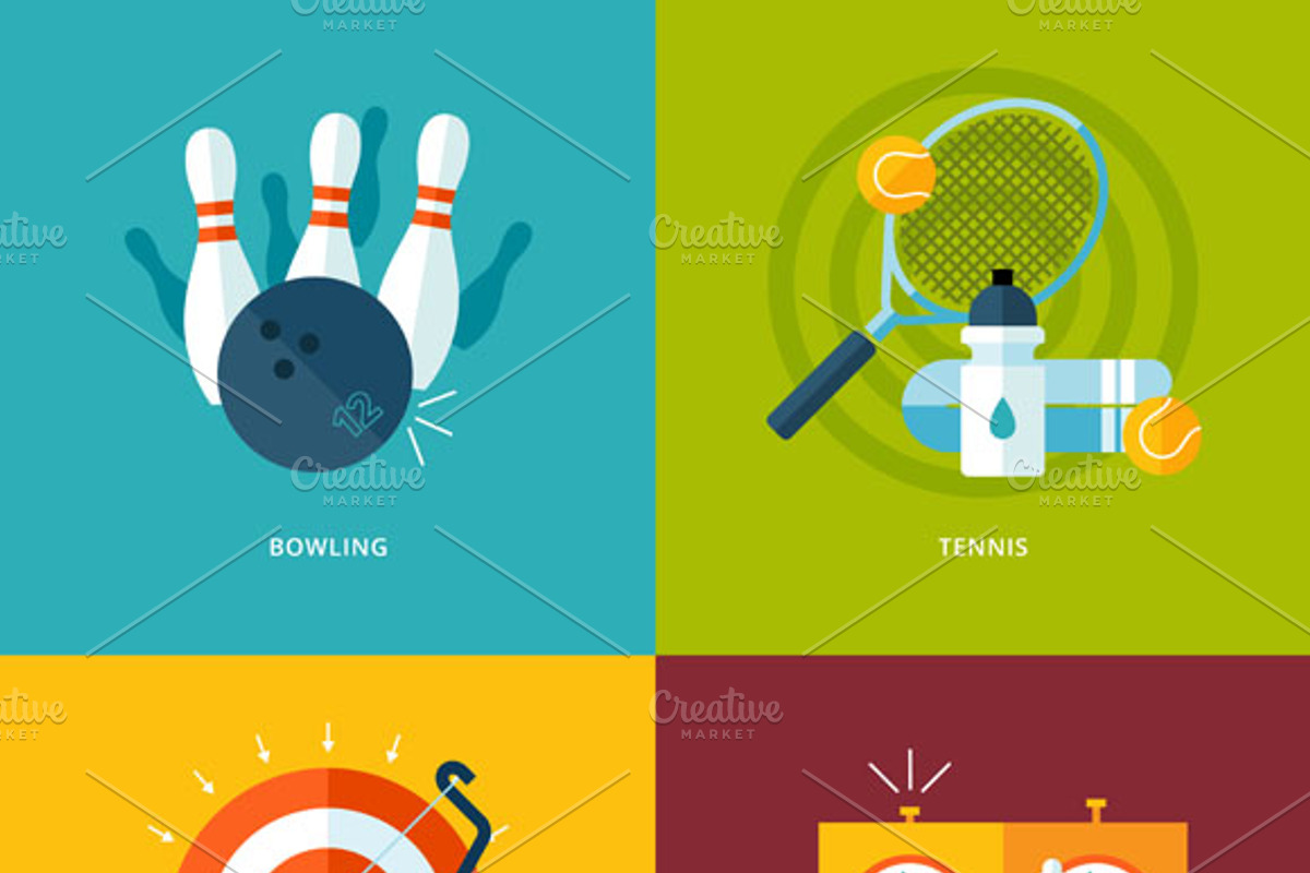 Flat Concept Icons For Sports Kinds