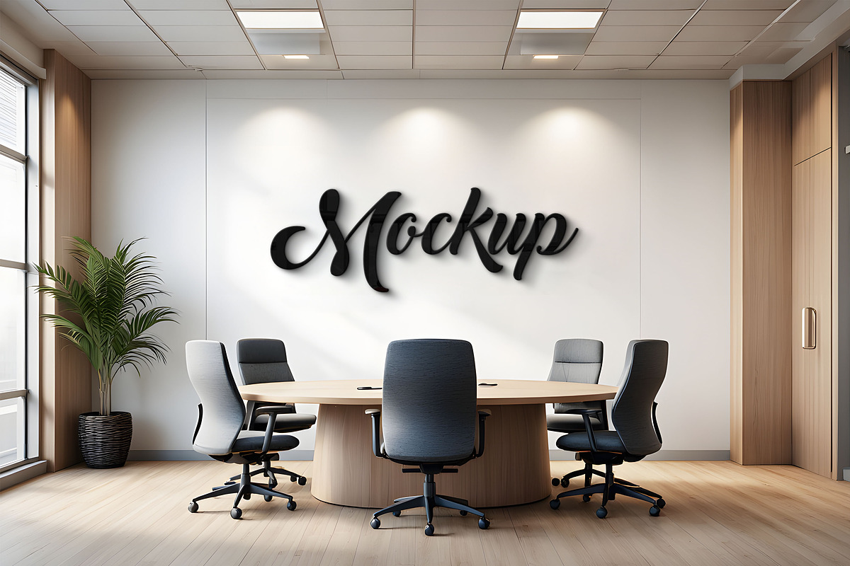 Modern Office Wall Logo Mockup, a Mockup by GenesisCreativeCo (Photo 1 of 3)