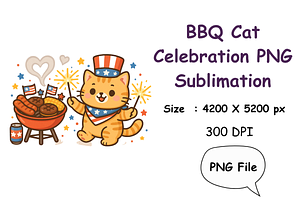 BBQ Cat Celebration PNG – Sublimatio, a Seasonal Illustration by Smillyy Threads