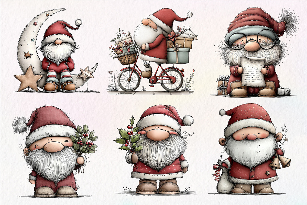 Whimsical Christmas Santa Clipart, an Illustration by Dream Creation (Photo 6 of 7)