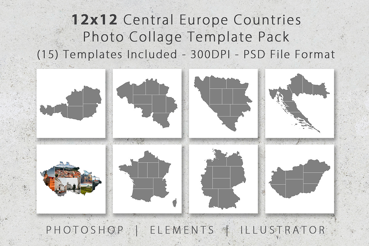 12x12 Europe Photo Collage Templates, a Stationery Template by Loveurstyle Designs (Photo 1 of 5)