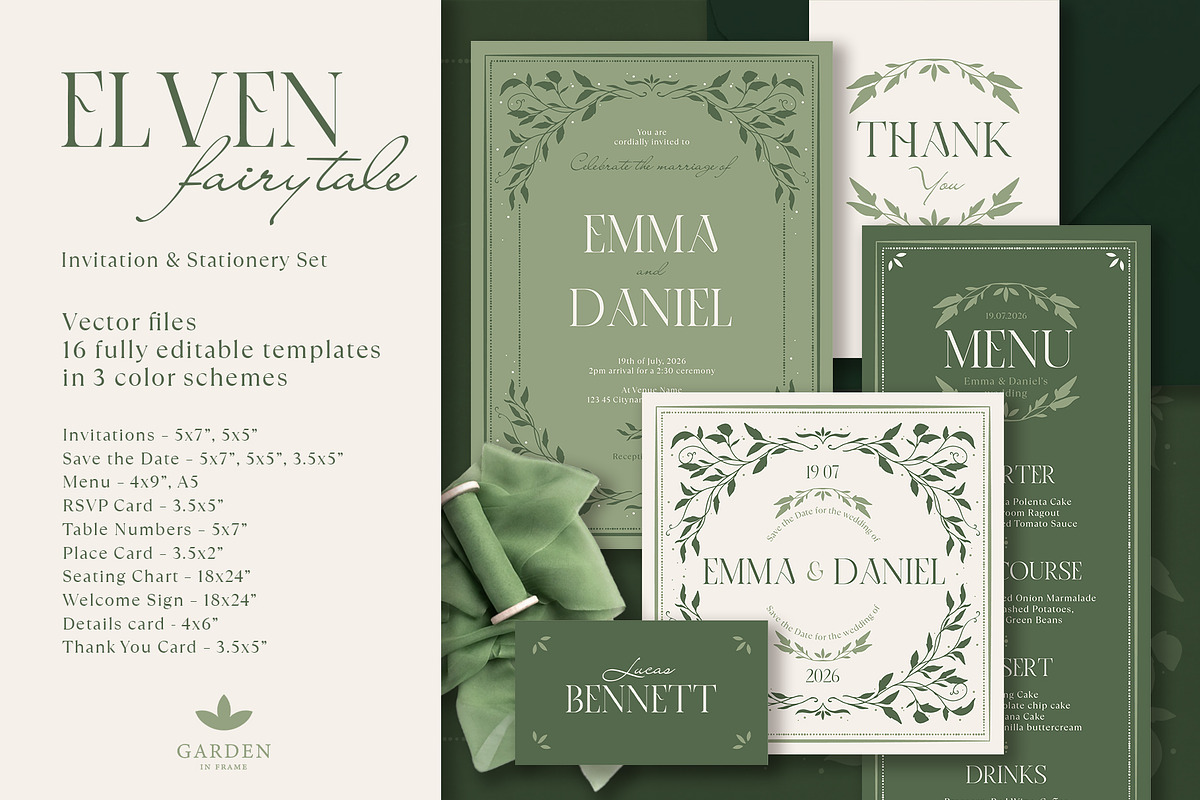 Elven Fairytale Wedding Suite, a Print Template by Garden in frame (Photo 2 of 11)