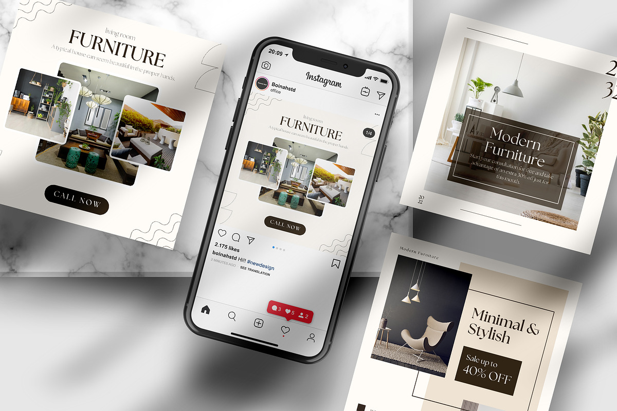 Furniture Instagram Post Canva, a Social Media Template by Boinah Studio (Photo 5 of 6)