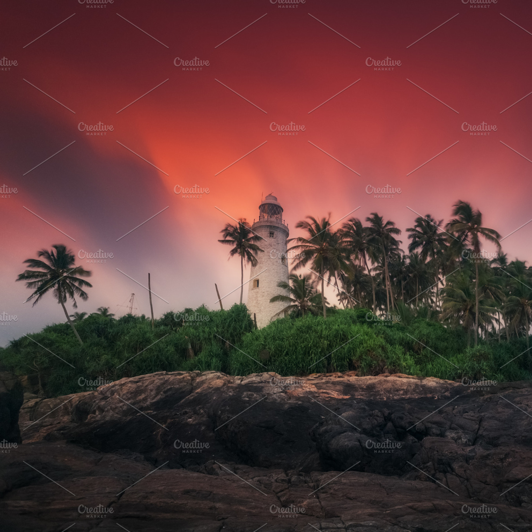 Lighthouse at sunset beruwala stock photo containing lanka and bentota, a Nature Photo by naumenkophotographer