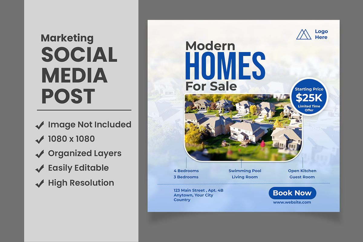 Real Estate Social Media Template, a Social Media Template by designsprout (Photo 1 of 2)