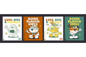 Asian flavor vibes banner set, a Food Illustration by art PVP - market