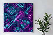 Techno Neon Shapes Background, a Decorative Illustration by Sharon Schwalbe (Thumbnail 2 of 4)