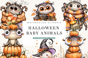 Halloween Cute Animals Clipart, a Seasonal Illustration by BusyDaydesign (Thumbnail 1 of 9)