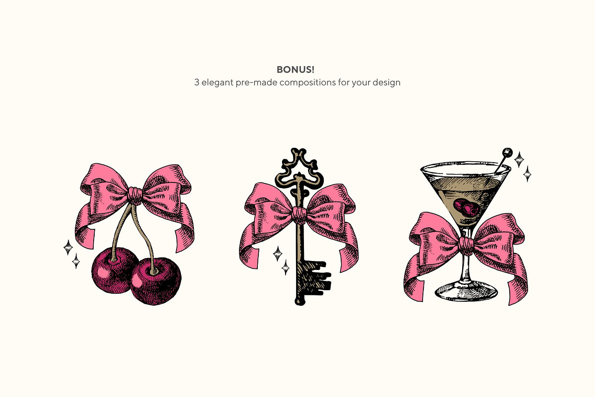 Coquette Bow Sketches, a Decorative Illustration by Elena Pimonova (Photo 7 of 10)