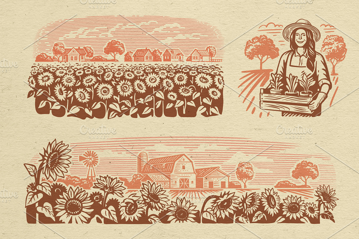 Vintage village vector. Vol2., an Animal Illustration by bioraven (Photo 15 of 18)
