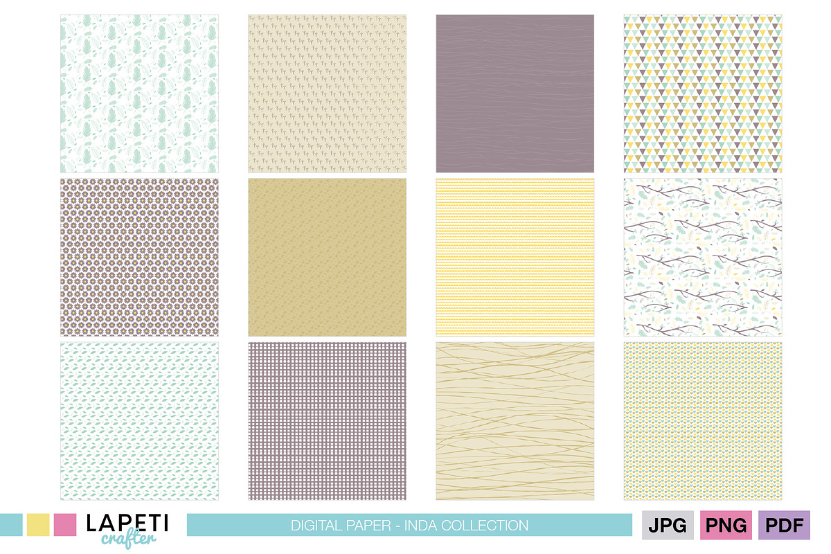 Botanical & Neutral Scrapbook Paper, a Pattern Graphic by Lapeticrafter (Photo 2 of 5)