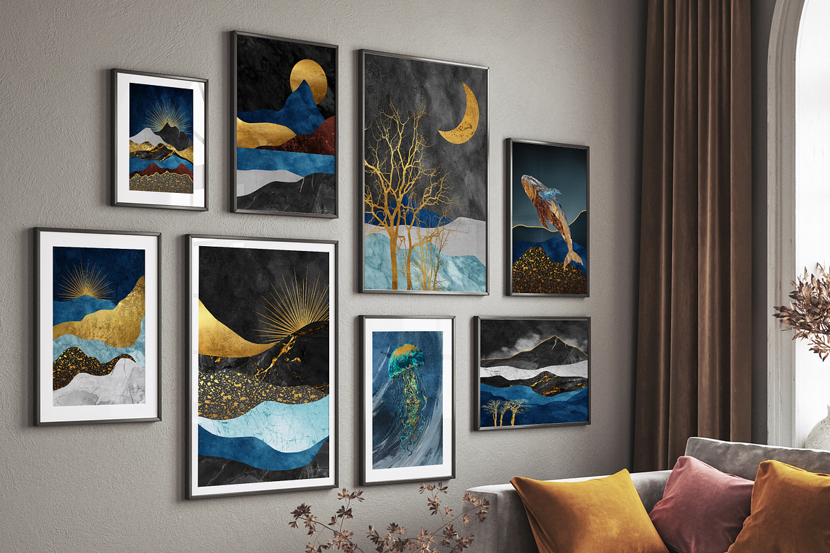 Modern golden landscape print poster, a Decorative Illustration by Muzi pear studio (Photo 6 of 10)
