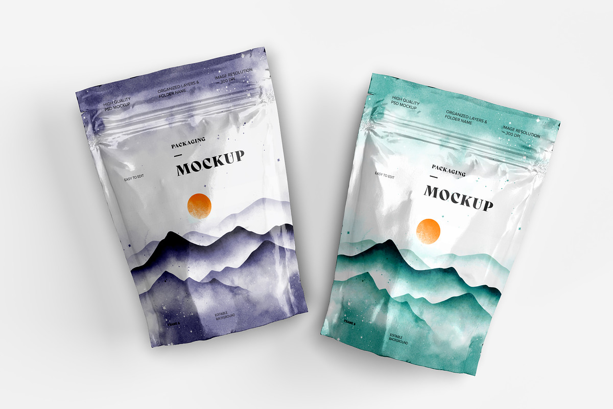 Stand Up Zip Lock Pouch Mockup Set, a Merchandise Mockup by dpi (Photo 15 of 16)