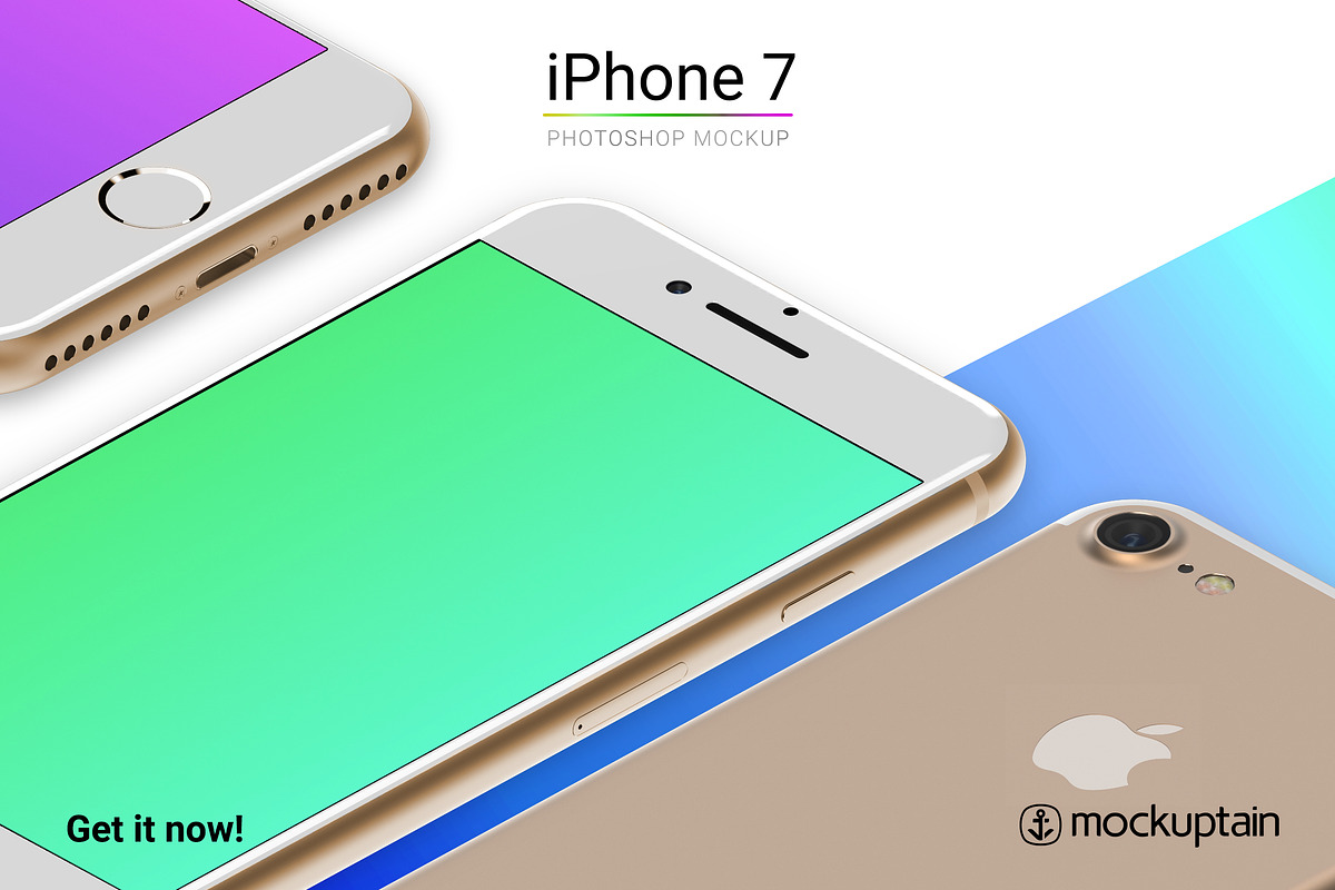 Iphone 7 Mockup White Gold Isometric, an iPhone Mockup by mockuptain (Photo 6 of 6)
