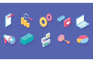 set digital marketing, a Technology Illustration by studiogstock