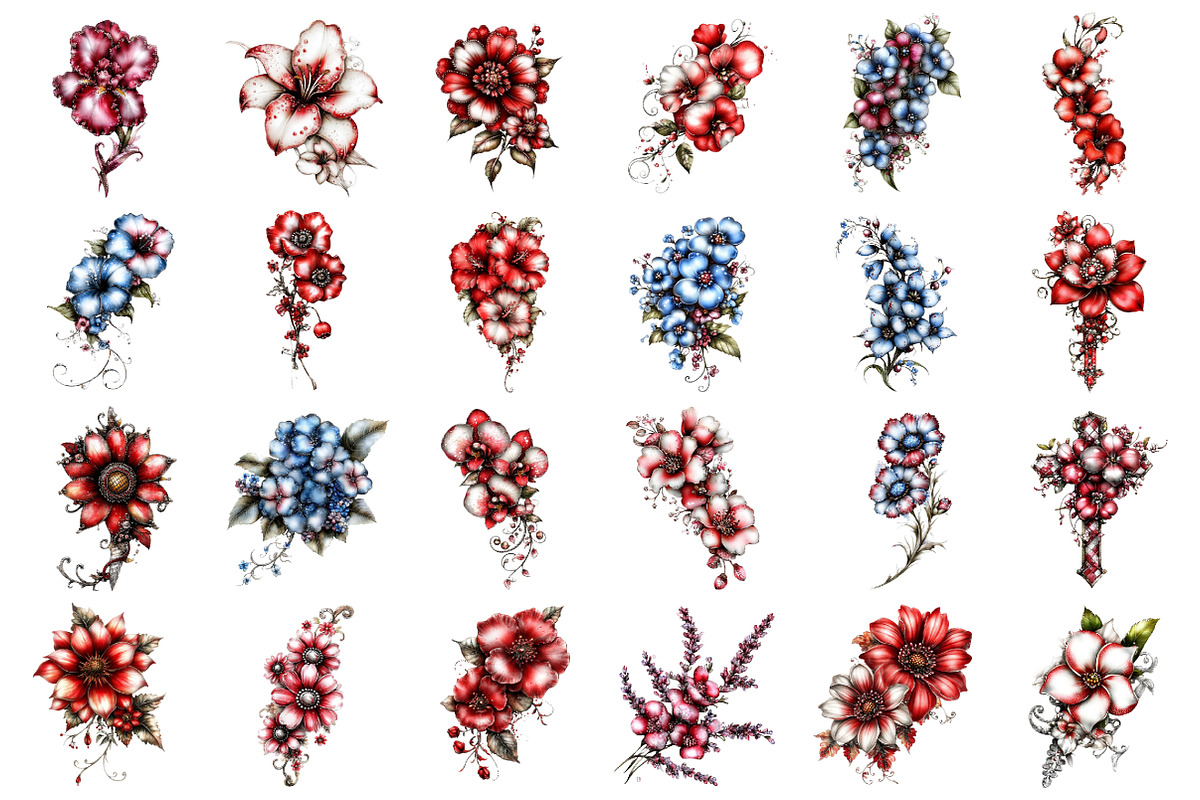 Whimsical Wildflowers Clipart,Spring, an Illustration by designcity5 (Photo 2 of 5)