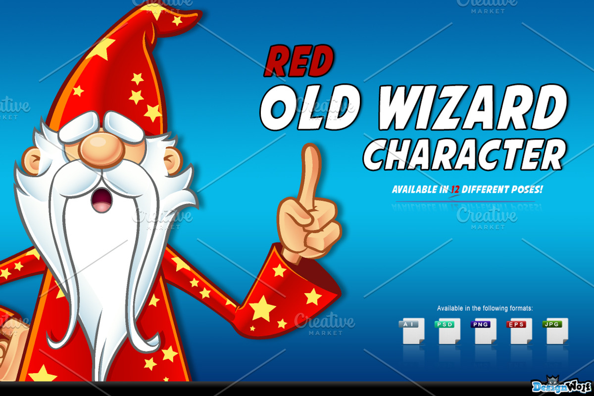 Red Old Wizard Character, an Illustration by DesignWolf (Photo 1 of 2)
