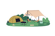 Campsites with camping tents set, a Seasonal Illustration by PaperTrident (Thumbnail 6 of 11)