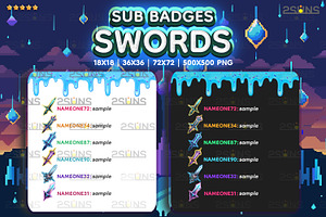 6 RPG Swords Sub Badges, Halloween