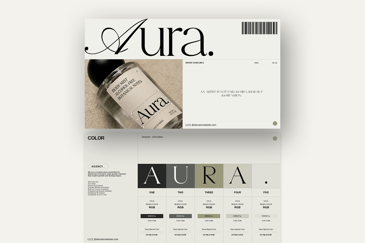 AURA Brand Guideline Presentation, a Presentation Template by GoldenPixelStudio (Photo 6 of 10)