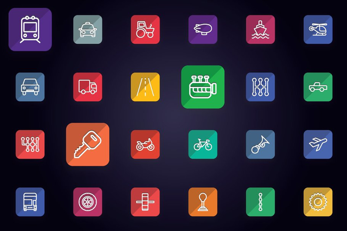 Transport Vehicle Auto Service Icons, a Solid Icon by FlatLineIcons ...