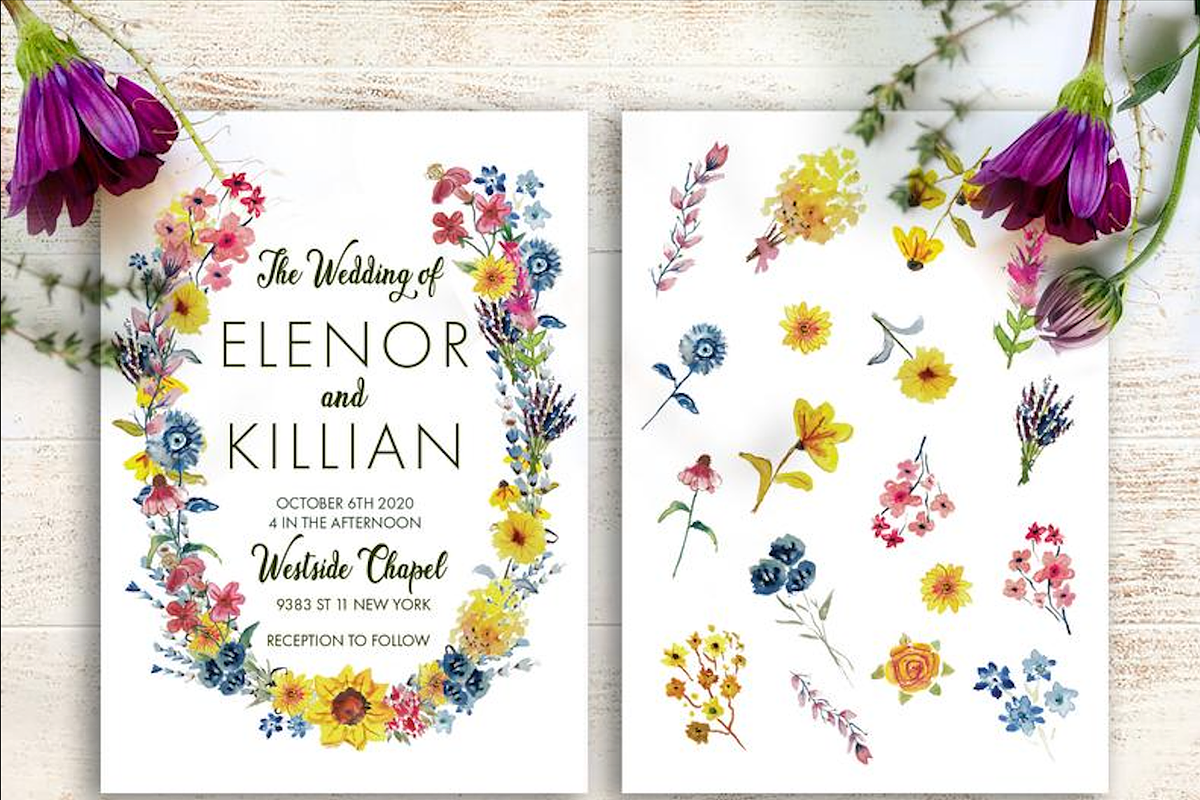 Spring Wedding Invitations, a Stationery Template by LandOfTheBees (Photo 2 of 4)