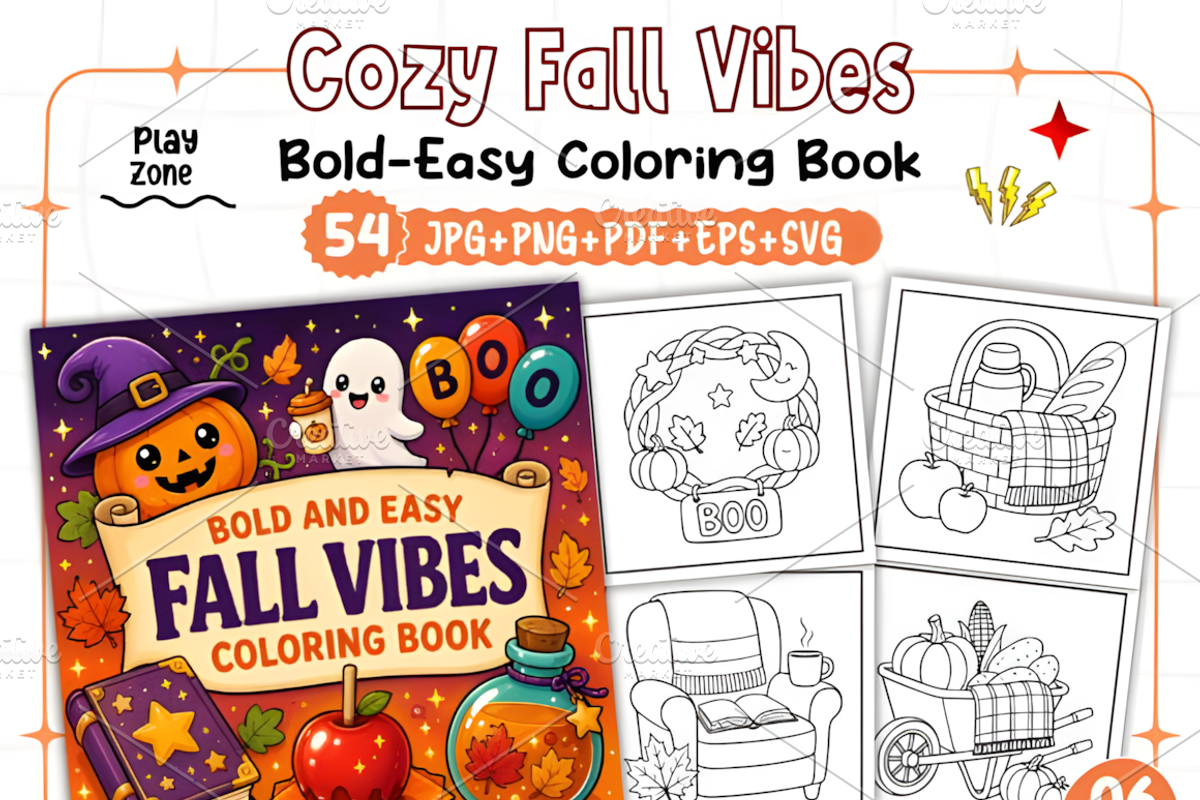 Bold and Easy Fall Vibes Coloring, a Seasonal Illustration by Design Station (Photo 1 of 3)
