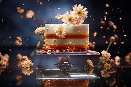 Beautiful cake decorated with eatable flowers for Valentine Day Birthday Weddin, a Food & Drink Photo by Natalia Klenova's Shop