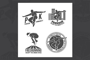 Set of parkour badges