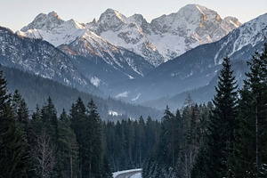 Majestic Winter Mountain Road, a Nature Photo by Virgo Studio