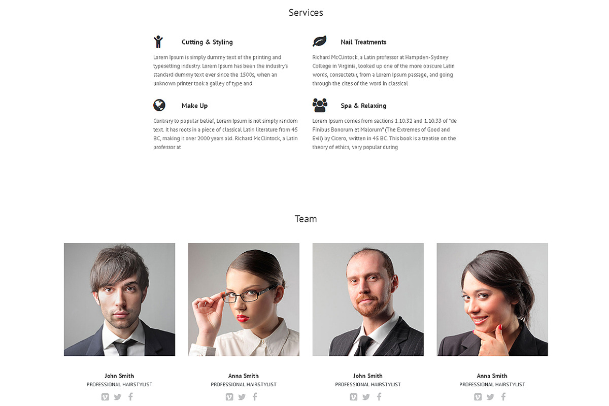 Hair Salon Responsive One Page Theme, a Landing Page Template by IceTemplates (Photo 2 of 3)