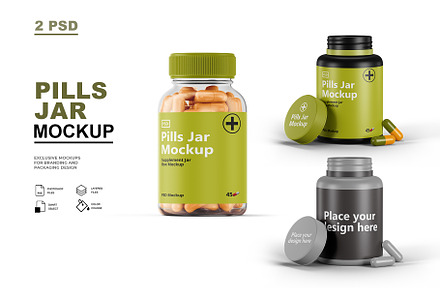 Pills Jar Mockup, a Cups & Container Mockup by GraphicsPixel