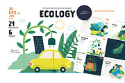Ecology flat vector illustrations, a Templates & Theme by Grivina's shop (Thumbnail 1 of 31)