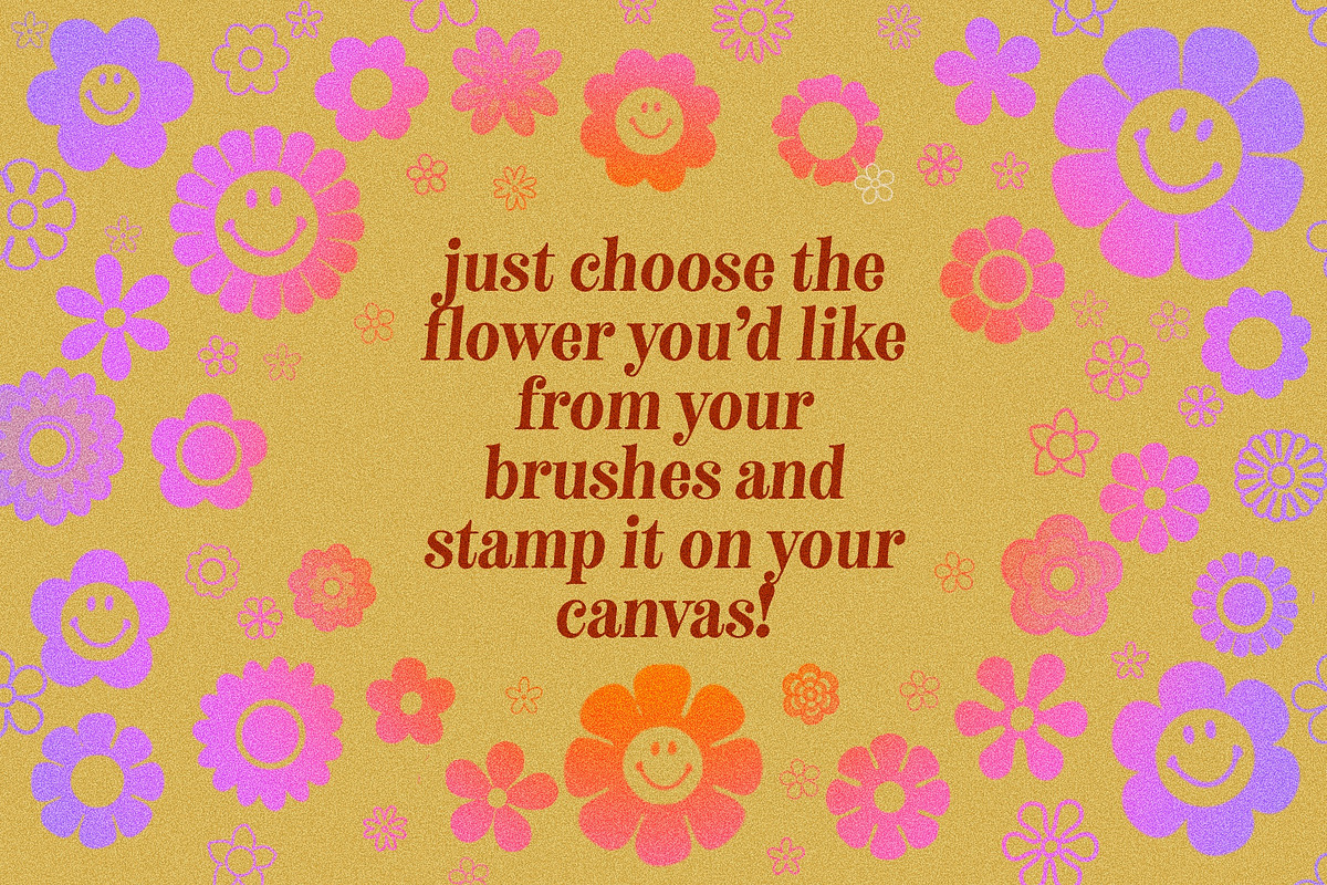 Retro Flowers Procreate Stamp Brush, a Brush Add-On by Dear Darling Design (Photo 2 of 7)
