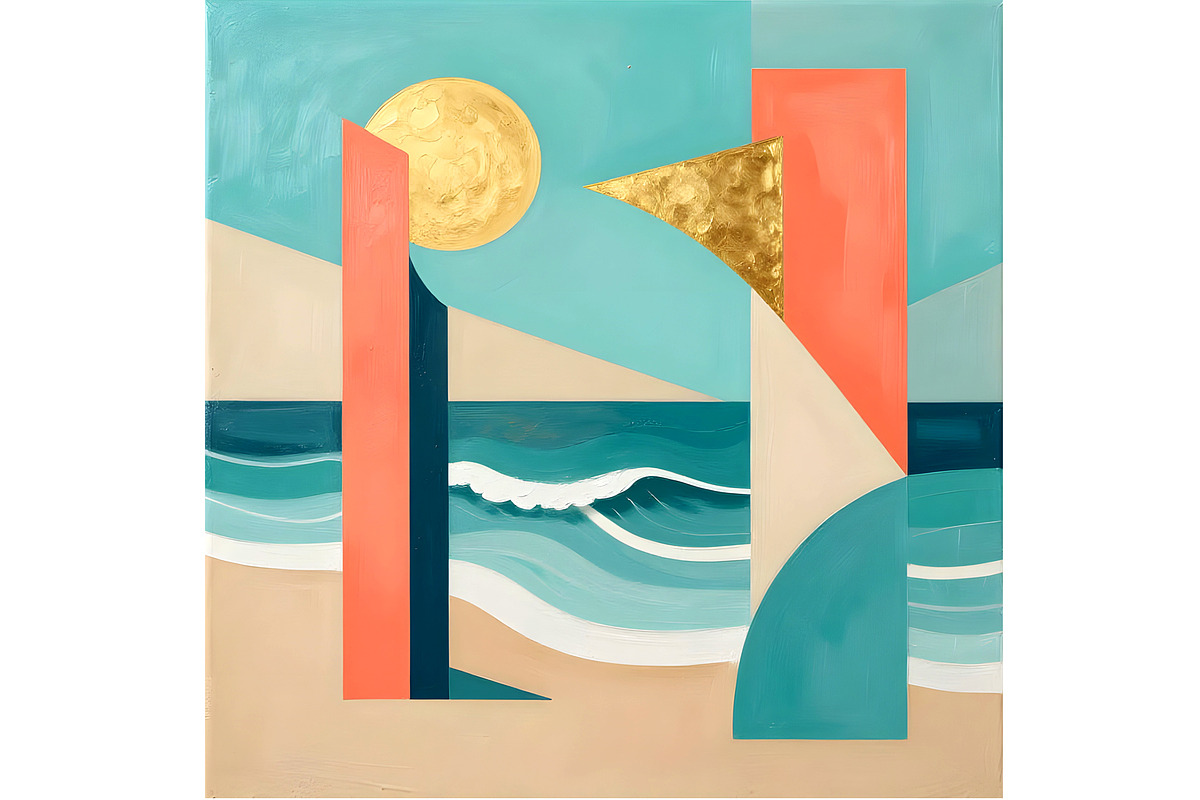 Sea Side Modern Cubist Abstract, a Decorative Illustration by Sharon Schwalbe (Photo 4 of 5)