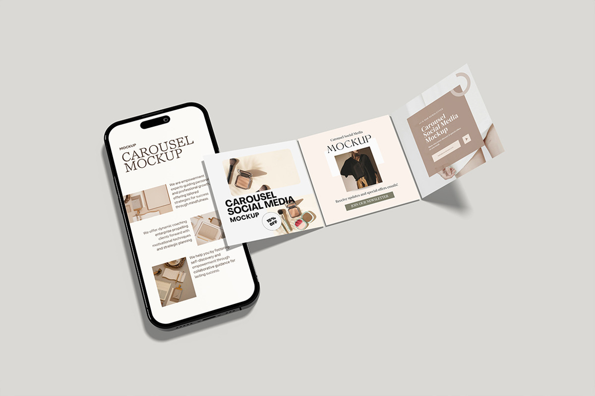 Carousel Social Media Mockup, an iPhone Mockup by My Code Std (Photo 2 of 6)