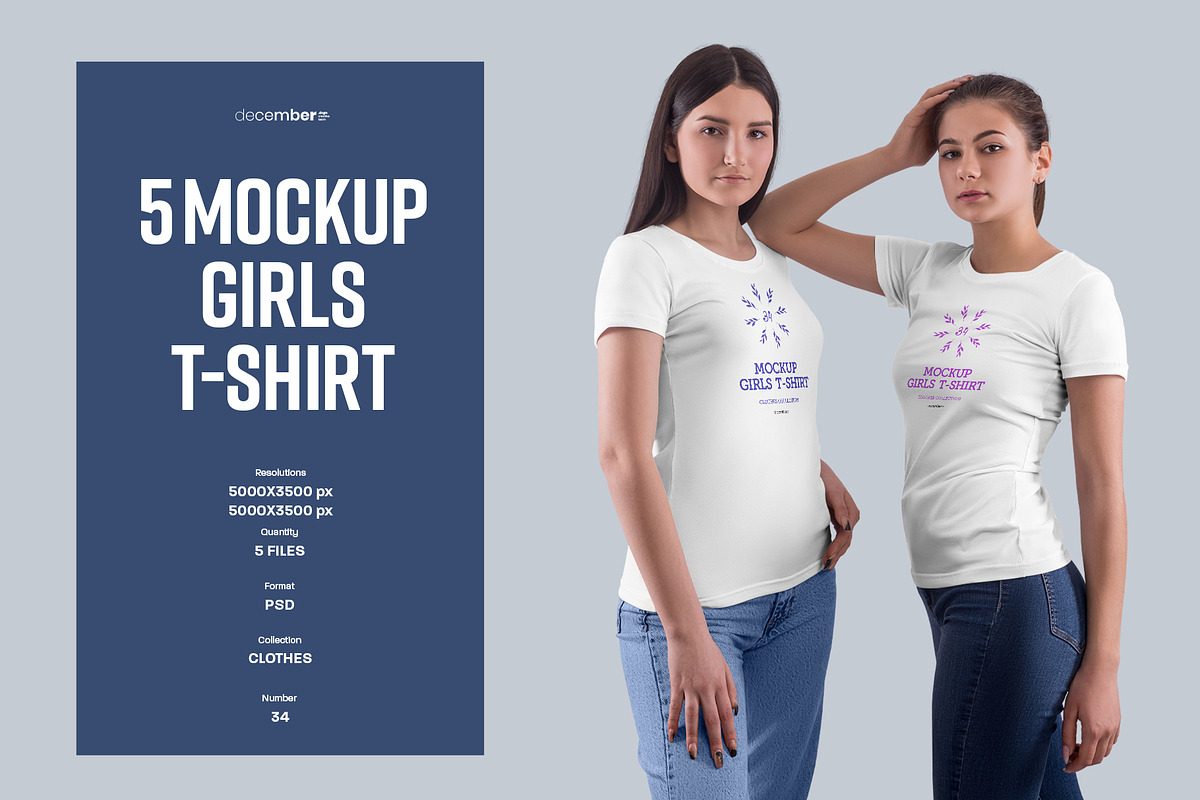 5 Mockups Girls T-Shirt, a Shirt Mockup by Grow Design Craft Studio (Photo 1 of 4)