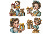Woman With a Gift Clipart JPG, a Person Illustration by Memories By Lea (Thumbnail 3 of 20)