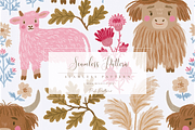 Highland Cow Seamless Pattern PNG, a Pattern Graphic by Pati Charm Studio (Thumbnail 1 of 6)